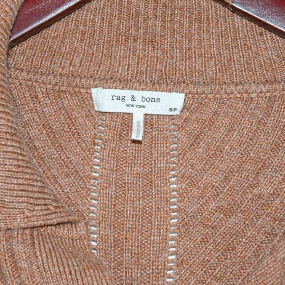 Rag & Bone NY Small Maxine Ribbed Polo Sweater in Camel Brown - Picture 3 of 10